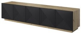 TV komoda na čoklu Asha 200 5D - črna/hrast artisan