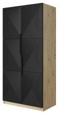 Garderobna omara na čoklu Asha 100 2D - črna/hrast artisan