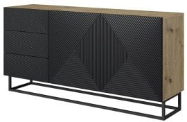 Komoda s kovinskim okvirjem Asha 167 2D3SZ - črna/hrast artisan