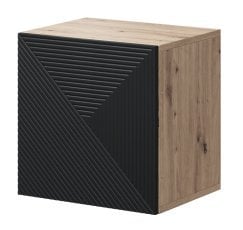 Stenska nočna omarica Asha 40 1D - črna/hrast artisan