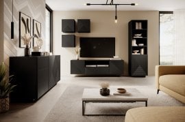 Stenska dnevna soba in spalnica Asha - črna