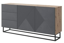 Komoda s kovinskim okvirjem Asha 167 2D3SZ - river stone/hrast artisan