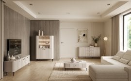 Dnevna soba in spalnica Vesper - kašmir, na črnih nogah