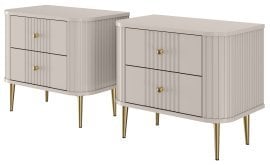 Komplet dveh nočnih omaric Vesper 56 2SZ - kašmir, na zlatih nogah