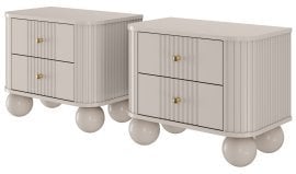 Komplet dveh nočnih omaric Vesper 56 2SZ - kašmir, na okroglih nogah, zlate ročaji