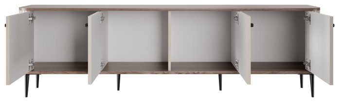 Bogart - TV komoda Vesper 187 4D - kašmir/oreh, na črnih nogah