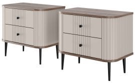 Komplet dveh nočnih omaric Vesper 56 2SZ - kašmir/oreh, na črnih nogah