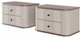 Stenski komplet dveh nočnih omaric Vesper 56 2SZ - kašmir/oreh, črne ročaji