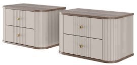 Stenski komplet dveh nočnih omaric Vesper 56 2SZ - kašmir/oreh, zlate ročaji