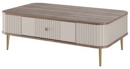 Klubska miza Vesper 100 - kašmir/oreh, na zlatih nogah