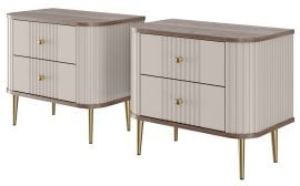 Komplet dveh nočnih omaric Vesper 56 2SZ - kašmir/oreh, na zlatih nogah