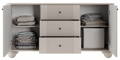 Bogart - Komoda Vesper 160 2D3SZ - kašmir/oreh, na okroglih nogah, črne ročaji