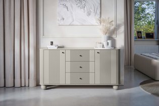 Bogart - Komoda Vesper 160 2D3SZ - kašmir/oreh, na okroglih nogah, črne ročaji