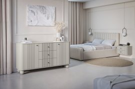 Bogart - Komoda Vesper 160 2D3SZ - kašmir/oreh, na okroglih nogah, črne ročaji