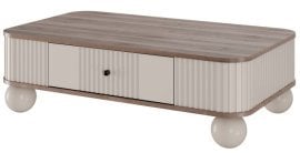 Klubska miza Vesper 100 - kašmir/oreh, na okroglih nogah, črne ročaji