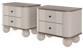 Komplet dveh nočnih omaric Vesper 56 2SZ - kašmir/oreh, na okroglih nogah, črne ročaji