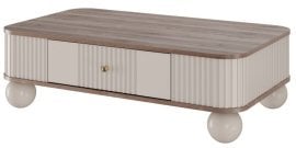 Klubska miza Vesper 100 - kašmir/oreh, na okroglih nogah, zlate ročaji