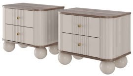 Komplet dveh nočnih omaric Vesper 56 2SZ - kašmir/oreh, na okroglih nogah, zlate ročaji