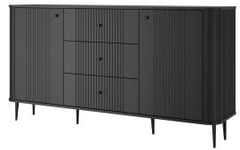 Komoda Vesper 160 2D3SZ - črna, na črnih nogah