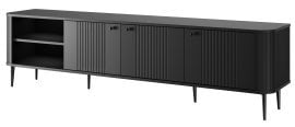 TV komoda Vesper 187 3D - črna, na črnih nogah