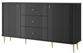 Komoda Vesper 160 2D3SZ - črna, na zlatih nogah