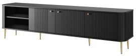 TV komoda Vesper 187 3D - črna, na zlatih nogah