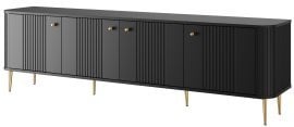 TV komoda Vesper 187 4D - črna, na zlatih nogah