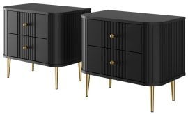 Komplet dveh nočnih omaric Vesper 56 2SZ - črn, na zlatih nogah