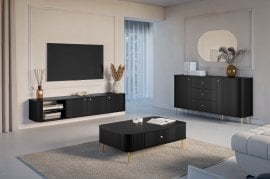 Stenska dnevna soba in spalnica Vesper - črna, zlate ročaji