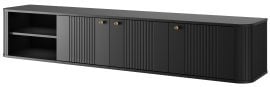Stenska TV komoda Vesper 187 3D - črna, zlate ročaji