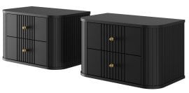 Stenski komplet dveh nočnih omaric Vesper 56 2SZ - črn, zlate ročaji