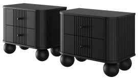 Komplet dveh nočnih omaric Vesper 56 2SZ - črn, na okroglih nogah, črne ročaji