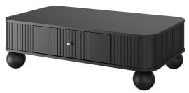 Klubska miza Vesper 100 - črna, na okroglih nogah, zlate ročaji