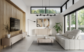 Dnevna soba in spalnica Malmi - kašmir, črne noge