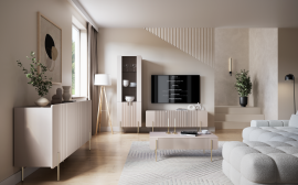 Dnevna soba in spalnica Malmi - kašmir, zlate noge