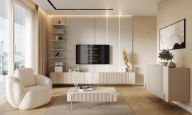 Stenska dnevna soba in spalnica Malmi - kašmir, zlati dekor