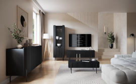 Dnevna soba in spalnica Malmi - črna, črne noge