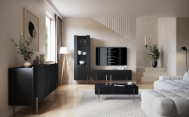 Dnevna soba in spalnica Malmi - črna, zlate noge