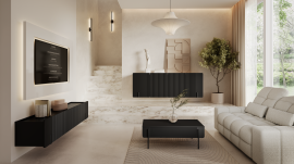 Stenska dnevna soba in spalnica Malmi - črna, črni dekor