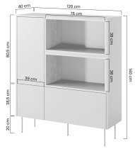 Bogart - Komoda Desin 120 2D1SZ - keramična rdeča