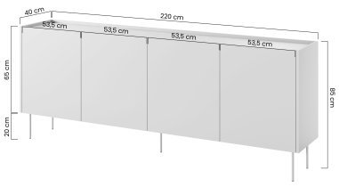 Bogart - Komoda Desin 220 4D - olivno zelena