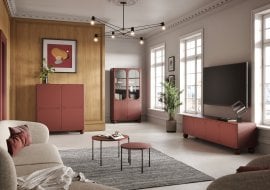 Dnevna soba in spalnica Sonatia II - burgundsko rdeča