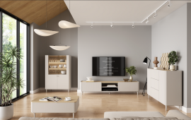 Dnevna soba in spalnica Elivo z nogicami - kašmir/naoljen hrast