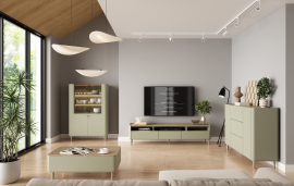 Dnevna soba in spalnica Elivo z nogicami - evkaliptus/baltski dune hrast