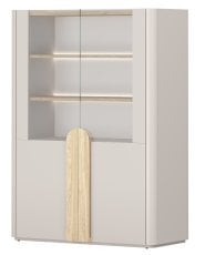 Vitrina Amilio 100 2D - kašmir/hrast naoljeni/ročaji svetli hrast