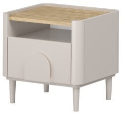 Nočna omarica Amilio z nogicami - kašmir/hrast naoljeni/ročaji kašmir