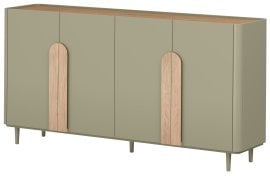 Komoda Amilio 200 4D z nogicami - evkaliptus/baltski dune hrast/ročaji naravni hrast