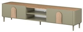 TV komoda Amilio 220 1K1SZ z nogicami - evkaliptus/baltski dune hrast/ročaji naravni hrast