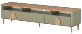 TV komoda Amilio 200 1K1SZ z nogicami - evkaliptus/baltski dune hrast/ročaji naravni hrast