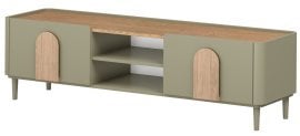 TV komoda Amilio 170 1K1SZ z nogicami - evkaliptus/baltski dune hrast/ročaji naravni hrast